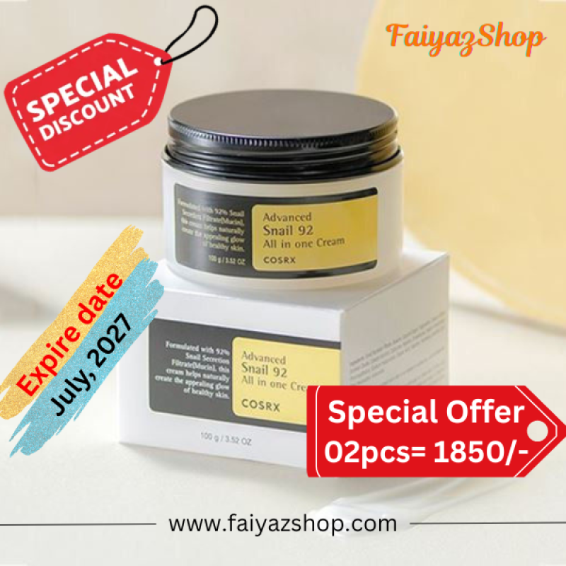 Cosrx Advanced Snail 92 All-in-One Cream (100gm); 02pcs
