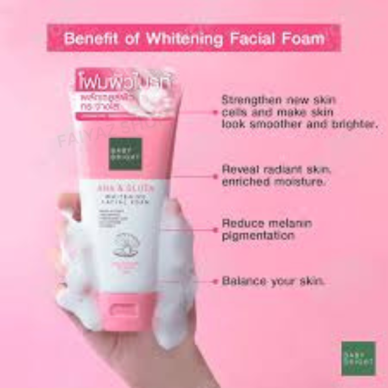 Baby Bright AHA & GLUTA Whitening Facial Foam (120g)